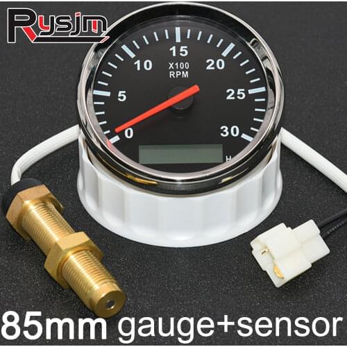 3000RPM 4000 RPM Meter + M16 Tachometer Sensor 85MM Gasoline Diesel Engine Tacho With LCD Hourmeter For Marine Boat Motorcycle