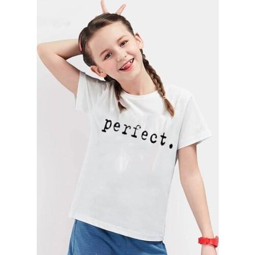 Perfect Letter Print Summer Kids T-shirts Fashion Girls Clothes Boys Tee Tops Cute Kids Tshirts Round Neck Girls Boys Clothing