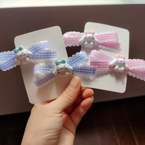 Kawaii Sanrio Plush cinnamoroll Dog Kawaii Cartoon Cute Dolls Plushie Pink Bow Hairpin Anime Plush Toys For Girls Birthday Gift