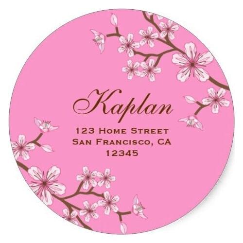 3.8cm Gabriella Pink Blossoms Round Address Label Classic Round Sticker