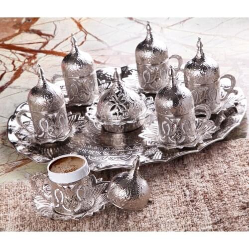 Handmade Coffee Cups and Saucers Serving Set Ceramic Silver Coffee Mugs Best for Home Decor Demistasse Porcelain Coffee Set