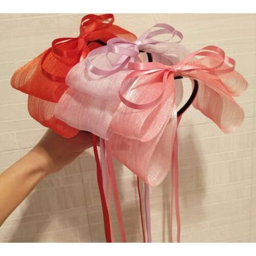 Lolita Lace Bow Ribbon Women Hairbands Girls Headbands Ladys Headwear Hair Accessories Headwrap Dark Anime Cosplay Headdress