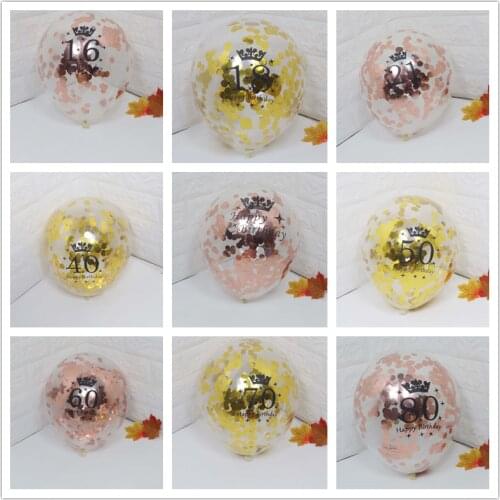 5pcs Inflatable Confetti Balloons 12 Inch Latex Clear Birthday Balloons 18 30 40 50 60 70 80Anniversary Decoration Party Favors