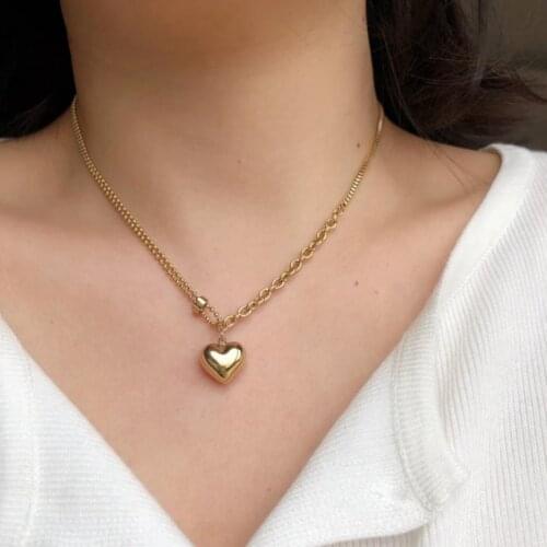 316L Stainless Steel Fashion Fine Jewelry Vintage Heart Charms Mix Match Variety Of Chains Choker Necklaces Pendants For Women