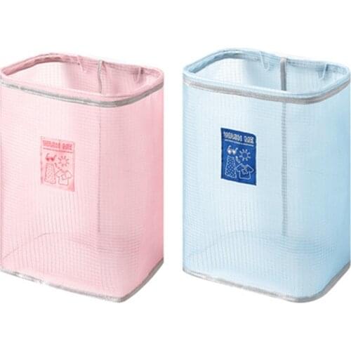 Wall-Mounted Laundry Basket Foldable Hanging Mesh Household Bathroom Dirty Clothes Storage Organizer Container Bucket