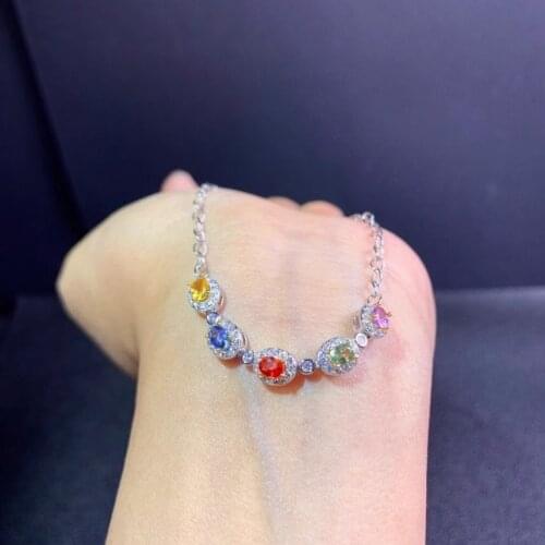 Natural Candy colors Sapphire Bracelet 925 Silver Womens Bangle Royal Blue High Quality Sapphire, Luxury Style