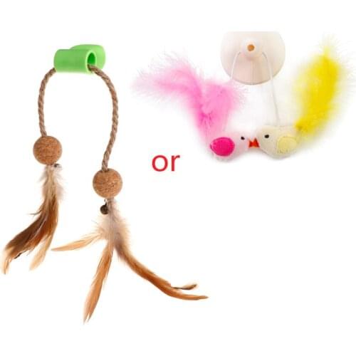 New Arrival Cat Teaser Feather Ball Catnip Suction Cup Sucker Pet Kitten Toys Interactive Play Funny Window Pendant