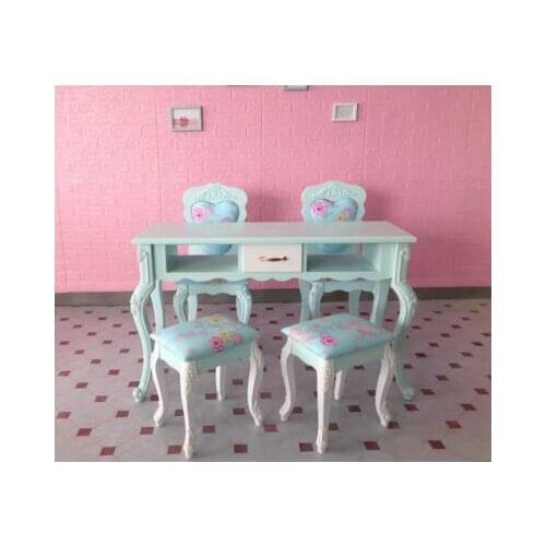 New paint blue special price double deck manicure table single double three person manicure table manicure table chair set