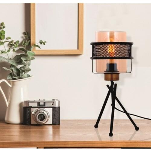 Modern New ML-65061-1BSY Tumbled/Black Plated Table lamp E27 Metal Glass 20cm Desk lamp