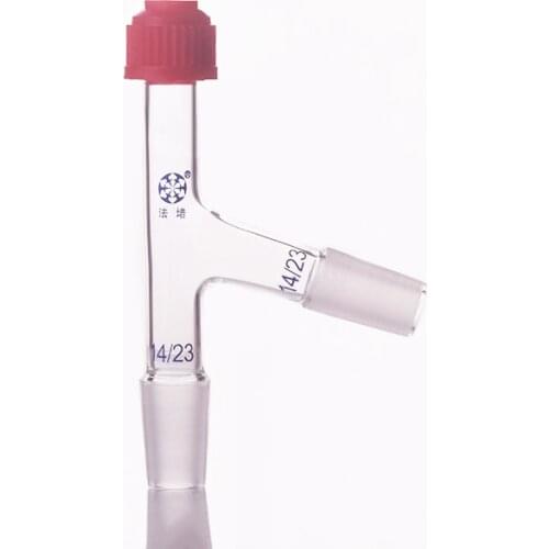 Distillation Adapter,75 Degree with Chem-Thread,Down joint 14/23,Side joint 14/23,Screw distillation head with cap nut