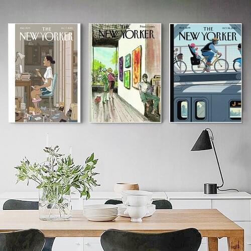 Retro The New Yorker Magazine Canvas Posters and Prints Nordic Vintage Painting Wall Art Pictures Living Room Home Decoration