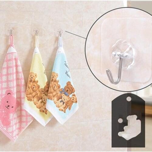 20pcs/lot Self-dhesive Strong Kitchen Hooks Transparent Wall Rack Hanger For Wall-Mounted Kitchen Bathroom Accessories