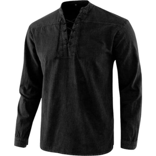 Plus Size Men Knight Medieval Tunic Vintage Lace Up Renaissance Roman Shirts Halloween Costume for Adult Viking Pirate Cosplay