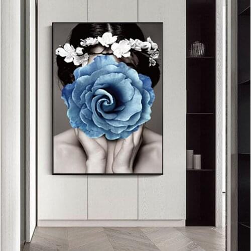 Modern Flower Girl Leaf Wall Art Canvas Painting Quotes Posters And Prints Line Drawing Wall Pictures For Living Room Decor