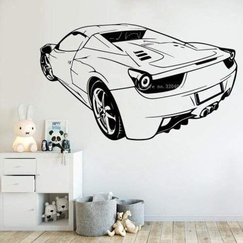 Sports Car Back Sport Transport Wall Sticker Car Fan enthusiast Decal Home Décor Teen bedroom dorm Removable Art Murals DG622