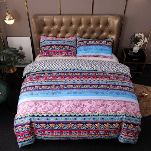 Bohemian Classical National Style Printing Bedding Sets Polyester Soft Comfortable Duvet Cover Sets Pillow Case Bedclothes