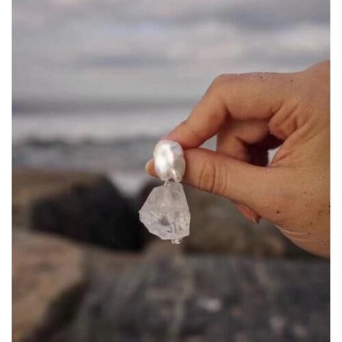 Women natural pearl and natural stone earrings high quality trendy jewelry for ladies with 925 silver pin