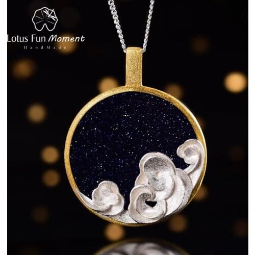 Lotus Fun Moment Starry and Waves Pendant without Necklace Real 925 Sterling Silver Handmade Design Fine Jewelry for Women Gift