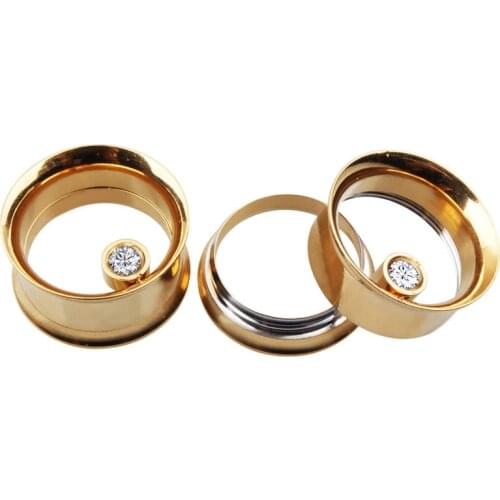 1Pair Crystal Zircon Ear Plug Tunnel Earring Cartilage Expanders Gauges Screw Flesh Plugs and Tunnels Piercing Body Jewelry