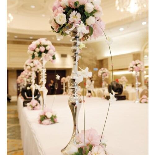 10pcs/lot Wedding arrangement 73cm/28.74" height Wedding master table candlestick T-stage road lead Silver mermaid candle stick