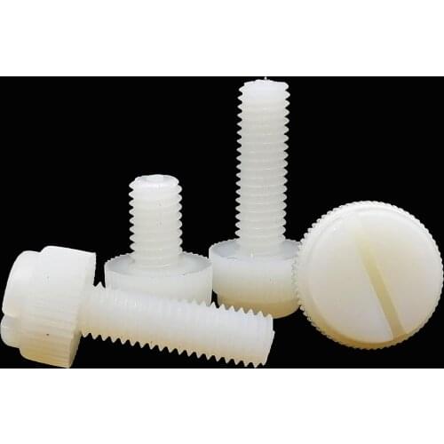 10pcs M3 M4 M5 M6 M8 White Nylon Plastic Insulated Knurl Slotted Head Adjust Toolless Thumbscrew Hand Tighten Thumb Screw Bolt
