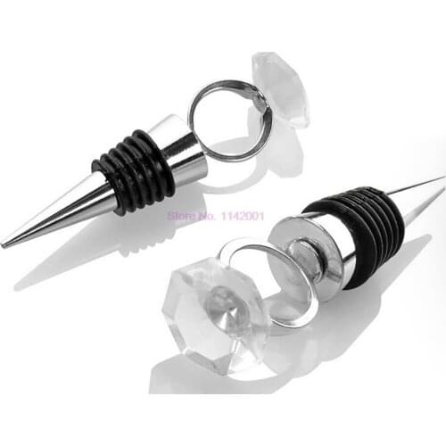 100pcs/lot Crystal ring Stainless Steel Wine Stopper Bridal Wedding Gift Wine Bottle Stopper Wine Pourer Vinhos Stoppers Wedding