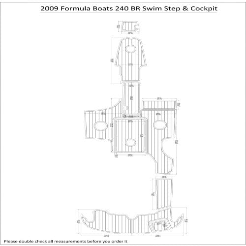 2009 Formula 240 BR Swim Step & Cockpit Pad Boat EVA Teak Decking 1/4" 6mm