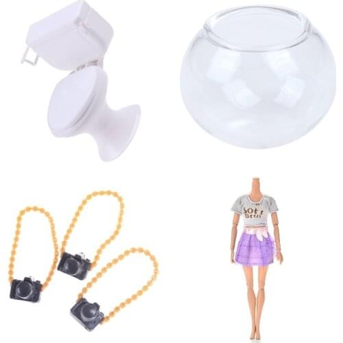 Dolls Accessories Dollhouse White Toilet Dollhouse Miniature Pretend Toy Baby Rocking Chair Mini-skirt Dress Gown