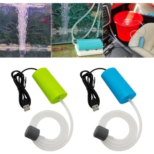 Aquarium Air Pump 5V Ultra-Quiet Fish Tank Bubbler Air Pump with Air Stone Mini USB Charging Oxygen Aerator Portable