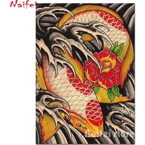 5D DIY Diamond Painting Wall Sticker Full Square Drill japanese koi fish Cross Stitch Home Decor Beadwork Embroidery carp Gift