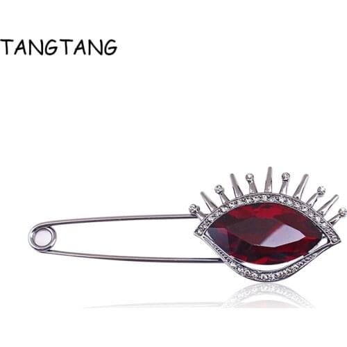 TANGTANG Large Eye Brooch Big Crystal Stone Pin Brooch Jewelry Colorful Gunmetal Plating Scarf Pins Hippo Eye Pins Bijoux Trendy