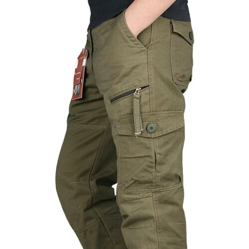 New 2019 Men Cargo Pants Multi Pockets Military Tactical Pants Men Outwear Streetwear Army Straight Slacks Casual Long Trousers