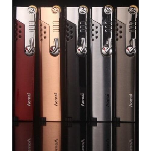 Butane Straight Grinding Wheel Inflatable Lighter Metal Windproof Ultra-thin Exquisite Cigarette Lighter Cigarette Accessories