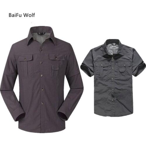 Quick Dry Outdoor Mens Summer Shirts Quick Dry Breathable Removable Sports Fishing Trekking Trekking Hiking Male Thin Clothing