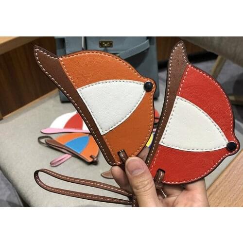 Real leather chains high quality sheepskin for women charm bag holder trinket double side car key rings pendant classic keychain