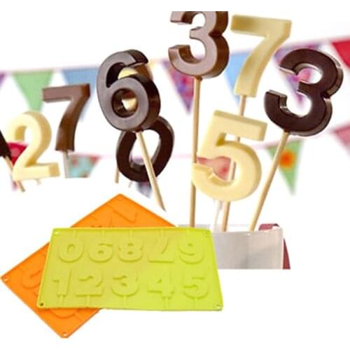 0-9 Numbers Birthday Digital Mold Lollipop Mould Number Shape Silicone Cake Mold Chocolate Mould Birthday Cake Tools