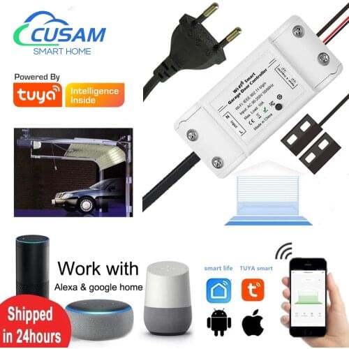 CUSAM Smart Garage Door Opener Controller WiFi Switch App Remote Control Works with Google Home Alexa Echo
