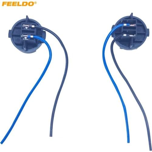 FEELDO 2pc Car Headlight Bulb Base Holder Wire Adapter For Hyundai Mistra/Azera/Elantra Halogen Lamp Socket Connector