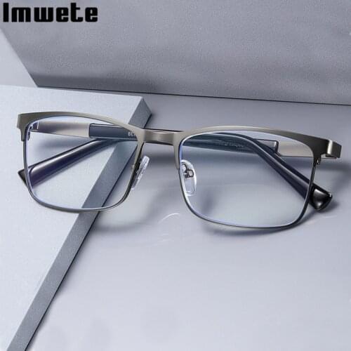 Imwete Blue light Blocking Reading Glasses for Men Vintage Classic Metal Mirror Optical Spectacles Frame Vision Care Eyeglasses