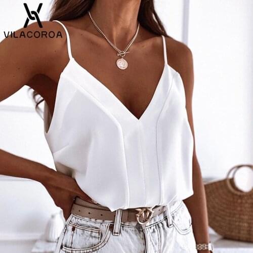 French Sexy Deep V Sling Camisoles Women Tank Tops Basic Loose Backless Camis Office Lady Summer Female Clothing
