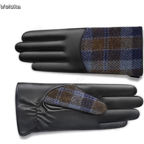 Motorcycle gloves leather men riding winter plus velvet thick warm wool driving touch screen sheepskin CD50 Q02