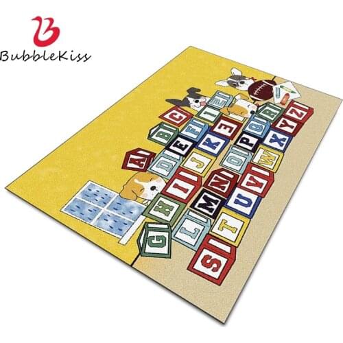 Bubble Kiss Carpets For Living Room Cartoon Dog Pattern Rug Color Letter Decor Rugs Home Custom Carpet Childrens Room Floor Mat