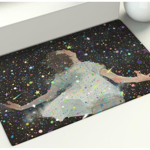 Cartoon Girl Painting Floor Mat Colorful Stars Area Rugs Art Home Livingroom bath Childrens Room Dorm Kawaii Print Decor Carpet