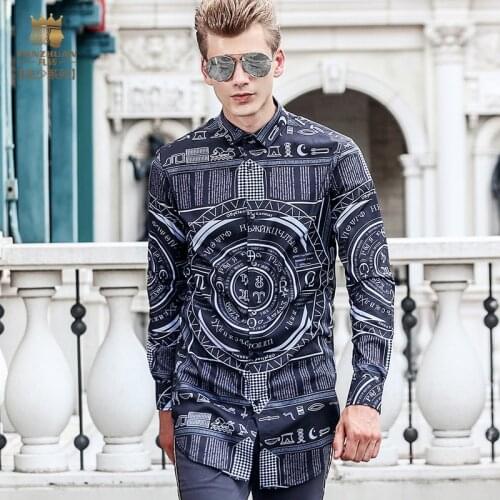 Fanzhuan Free Shipping autumn mens male fashion casual long sleeved NEW long shirt Letter printed personality slim 713164