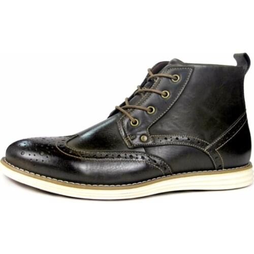 Men Genuine Leather Dress Boots Luxury Trainers Winter Bullock Ankle Work Boots Lace Up Business Casual High Top Shoes Big Size