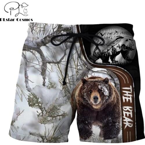Animal Bear Hunting 3D All Over Printed Mens Shorts Unisex Streetwear Summer Beach Loose Shorts Casual Pants Polyester SDM26