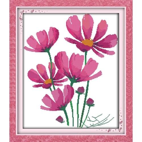 Galsang flowers cross stitch kit stitching embroidery DIY handmade needlework hand craft supplies home wall decor pink flowers