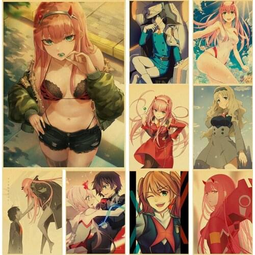 Popular Japanese Anime DARLING Kraft Paper Retro Poster Painting Wall Sticker for Home Living Room Modern Art Decoration Picture