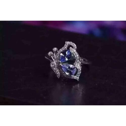 Natural And Real Tanzanite luxury ring ring Free shipping gemstone 925 sterling silver Fine jewelry