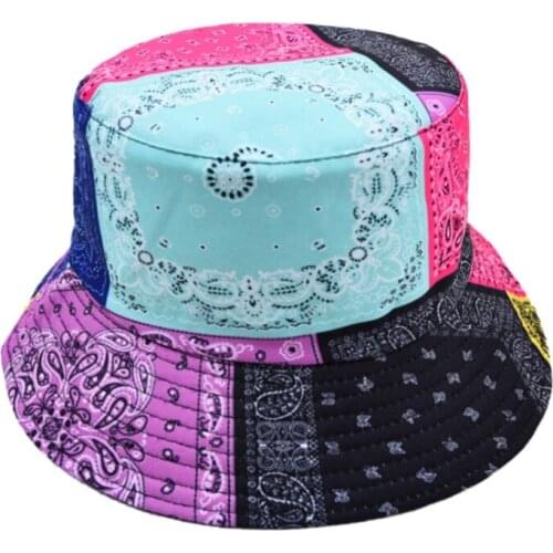 Printed-Paisley Bucket Hats Cotton Made Foldable Beach Sunhats Fisherman for Women Men Casual Panama in Summer